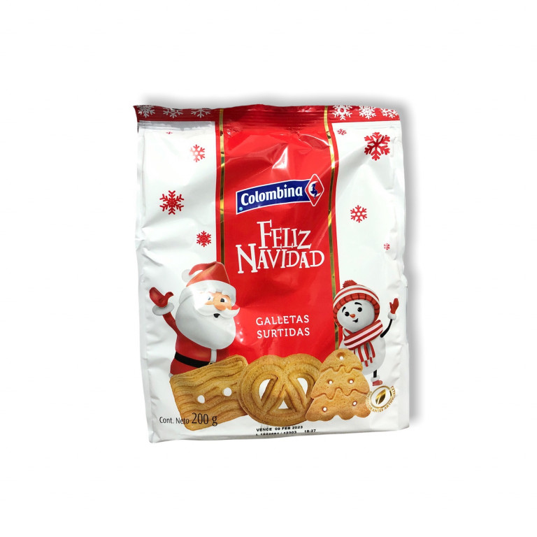 Galletas Feliz Navidad Bolsa x 200gr – Caja x 12 Unid - Multidulces